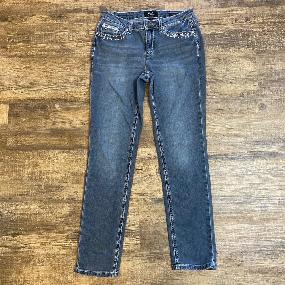 Earl Jeans Womens‎ Skinny Jeans Embellished Pockets Size 8 Rhinestones Western
